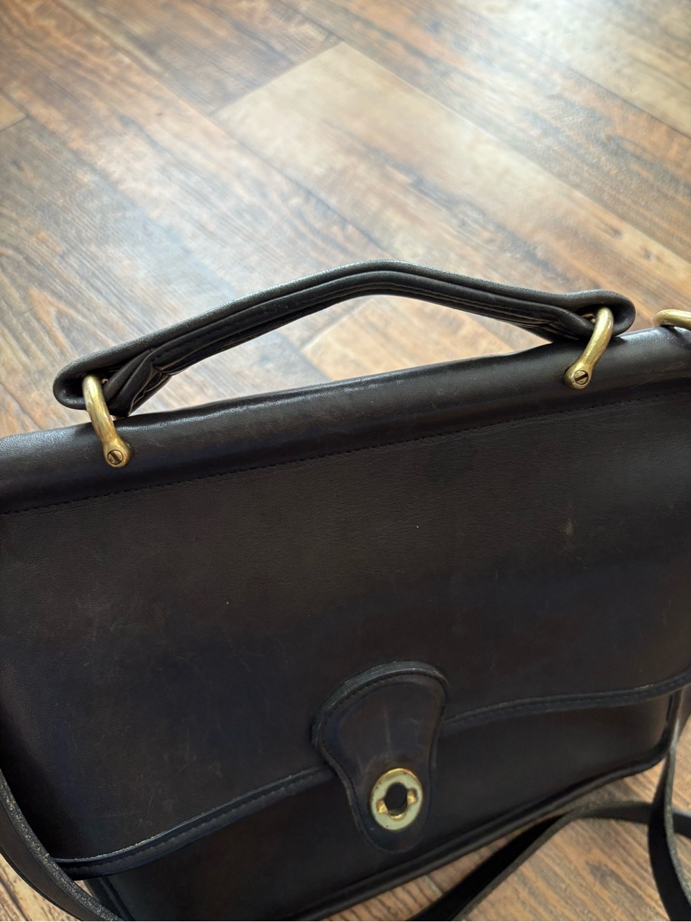 Coach Willis Dark  Gray Satchel Top Handle Bag Gold Hardware Turn Lock  Vintage - Picture 12 of 16
